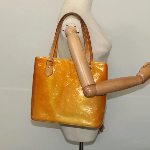 LOUIS VUITTON Monogram Vernis Houston Hand Bag Beige M91004 LV Auth 120112 - Picture 3 of 16